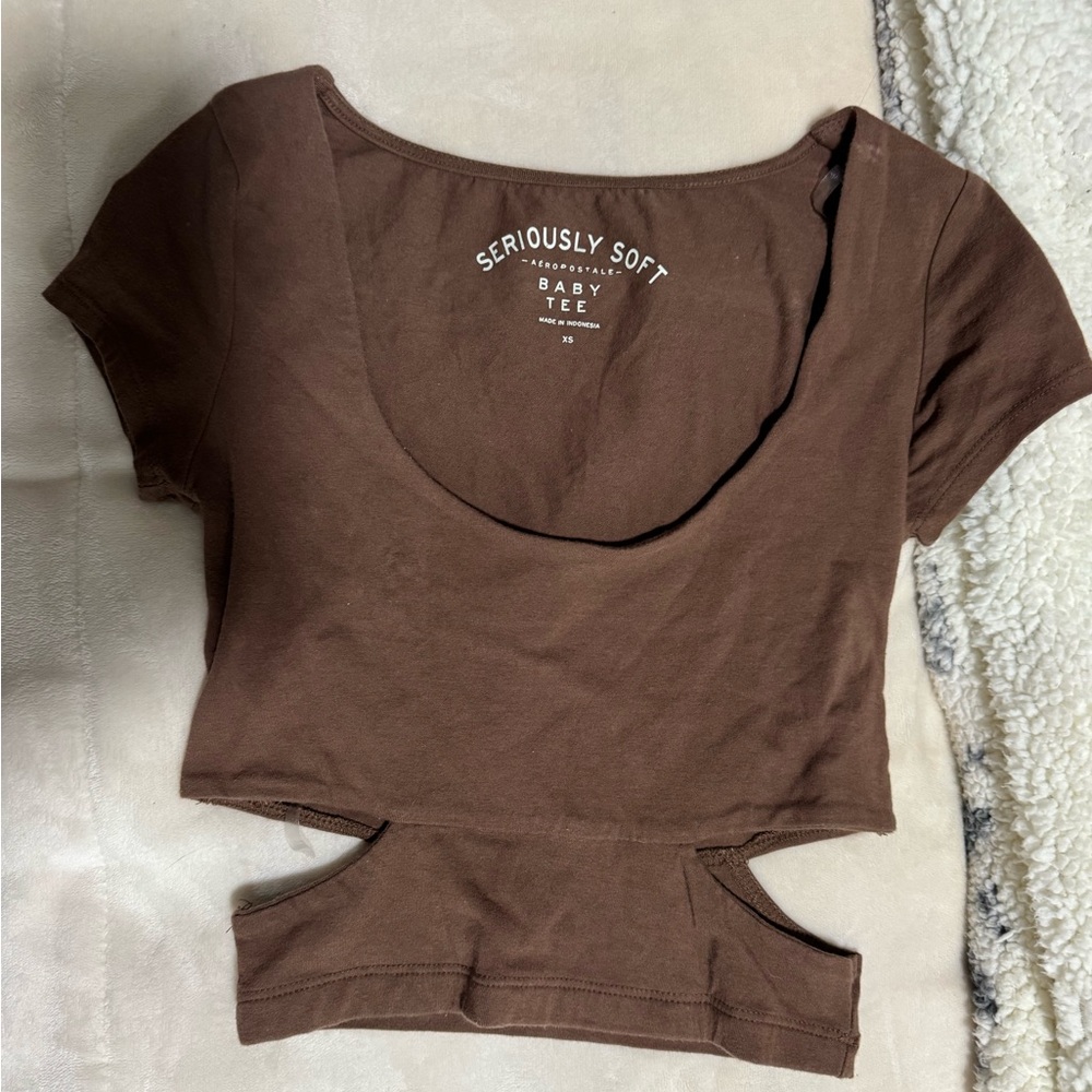 Aeropostale Seriously Soft Brown Crop Top